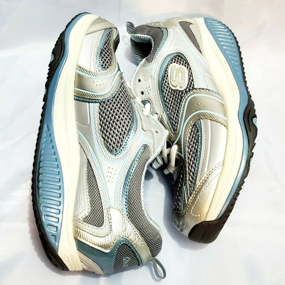 Skechers Shape Ups XF Accelerators 12320 Silver Blue Walking Shoes Women's 7.5 - Picture 5 of 9